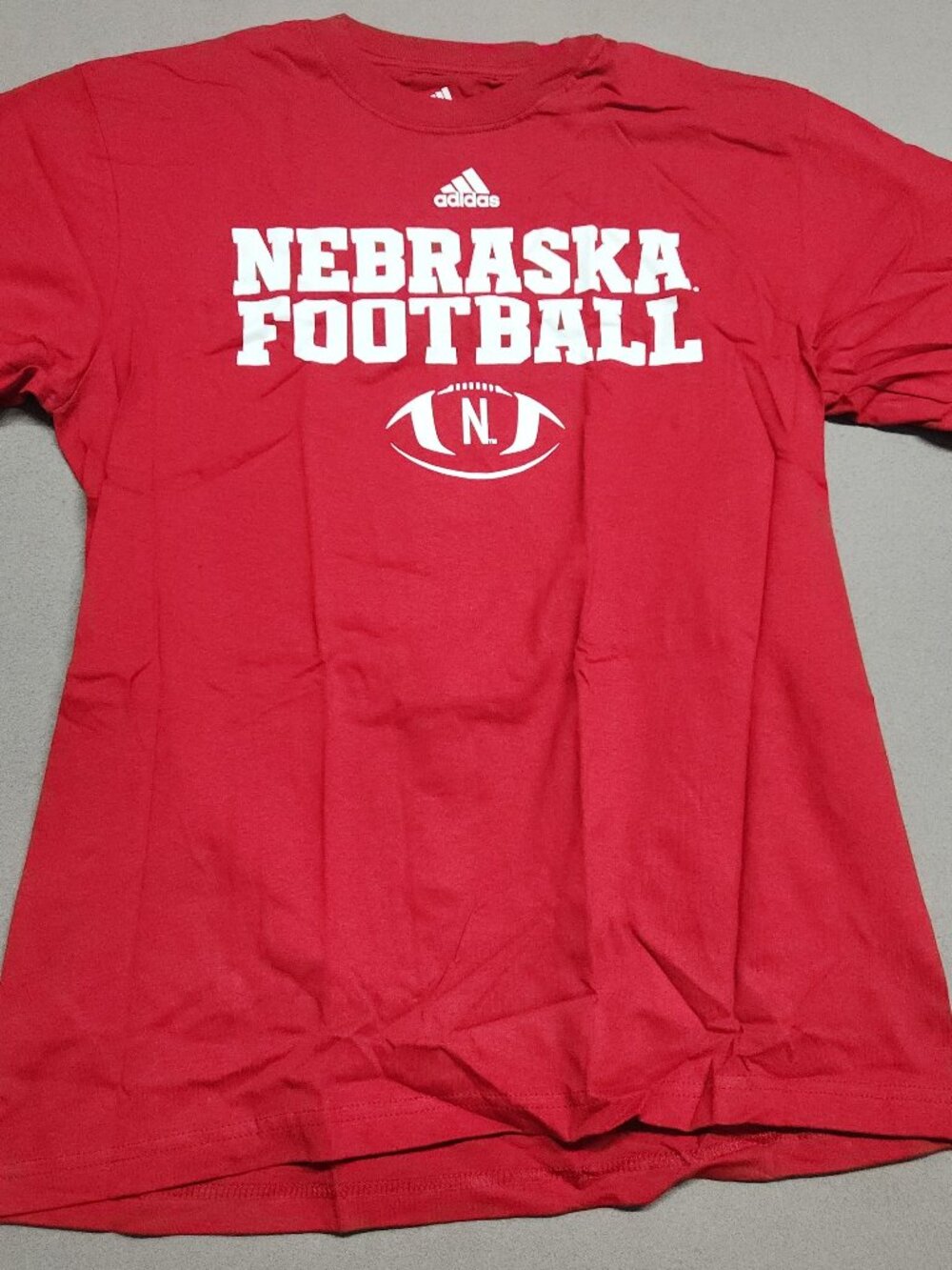 Adidas Nebraska Football T-Shirt Adult Large 100% Cotton Red Licensed Tee 134